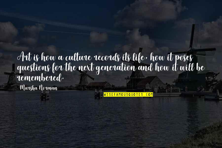 Next Life Quotes By Marsha Norman: Art is how a culture records its life,