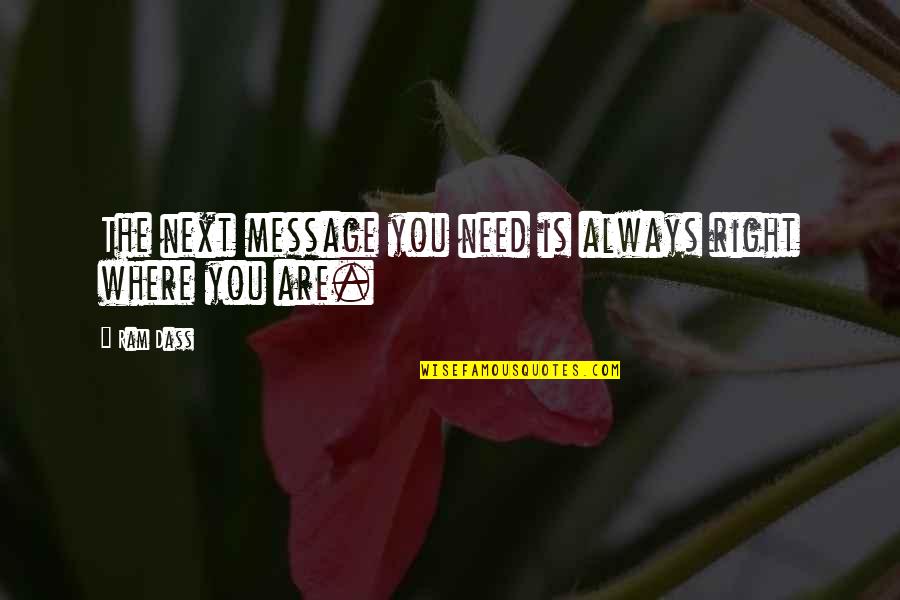 Next Moment Quotes By Ram Dass: The next message you need is always right