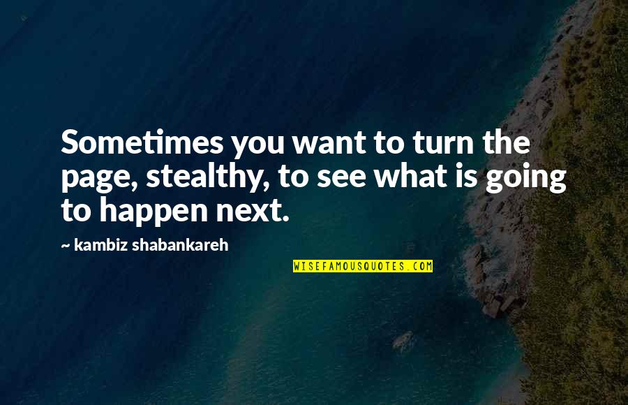 Next Page Quotes By Kambiz Shabankareh: Sometimes you want to turn the page, stealthy,