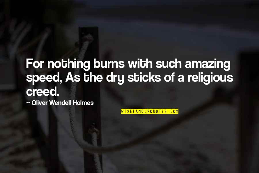 Nfip Quotes By Oliver Wendell Holmes: For nothing burns with such amazing speed, As