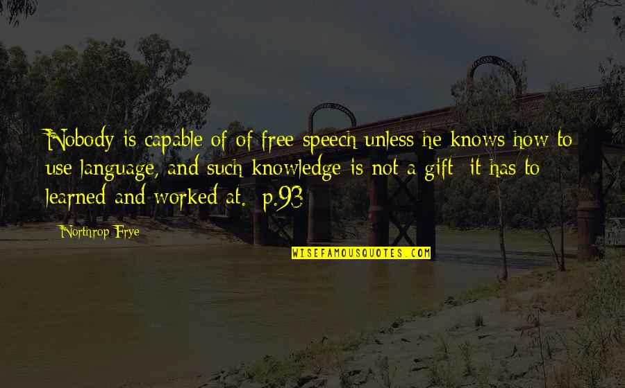 Nft Marketplace Quotes By Northrop Frye: Nobody is capable of of free speech unless