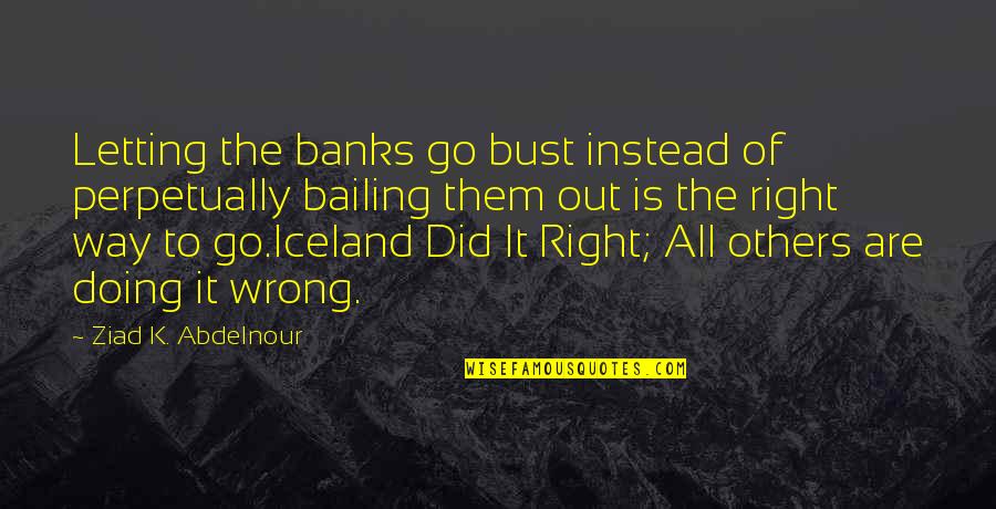 Ngan'gityemerri Quotes By Ziad K. Abdelnour: Letting the banks go bust instead of perpetually