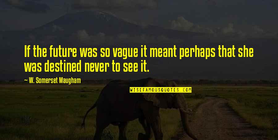 Ngaokiemvosong2 Quotes By W. Somerset Maugham: If the future was so vague it meant