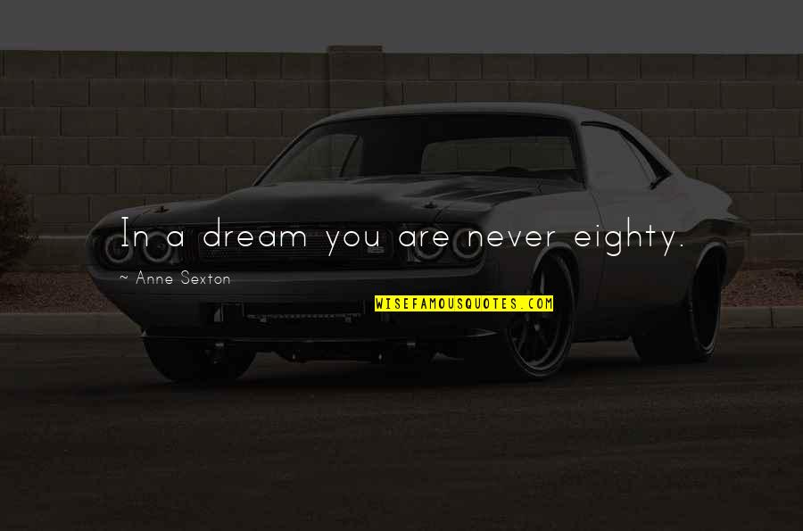 Nhn Quotes By Anne Sexton: In a dream you are never eighty. Nhn Quotes By Anne Sexton: In a dream you are never eighty.