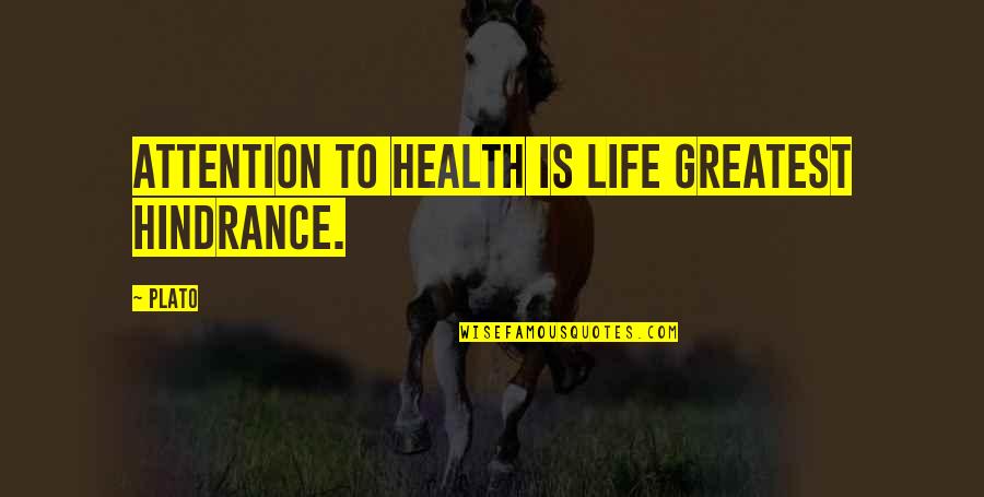 Niabah Quotes By Plato: Attention to health is life greatest hindrance.