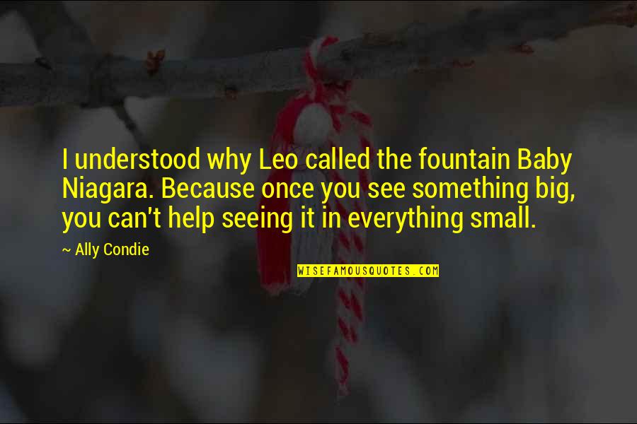 Niagara Quotes By Ally Condie: I understood why Leo called the fountain Baby