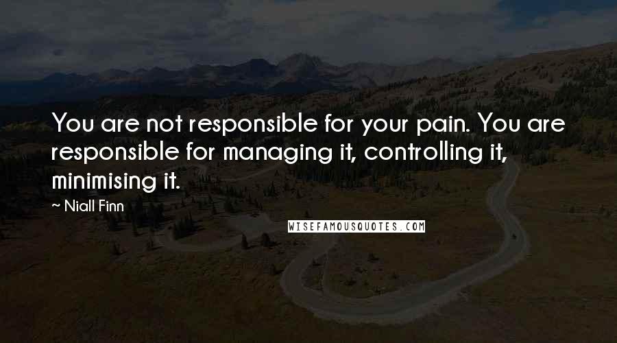 Niall Finn quotes: You are not responsible for your pain. You are responsible for managing it, controlling it, minimising it.