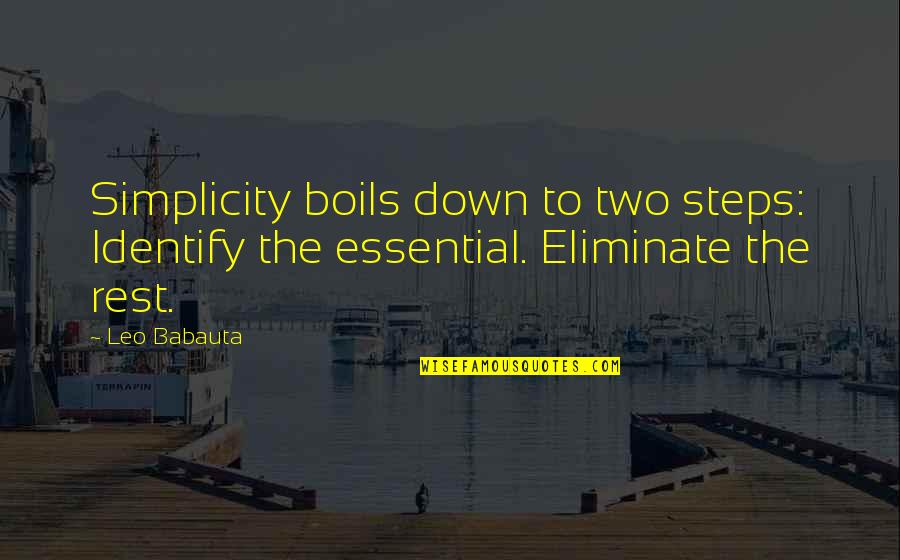 Nibbelink Yvonne Quotes By Leo Babauta: Simplicity boils down to two steps: Identify the