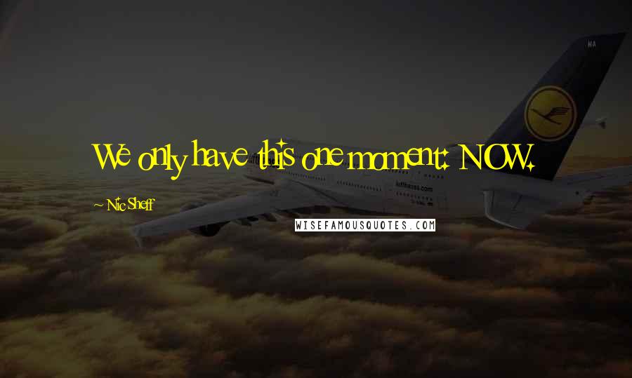 Nic Sheff quotes: We only have this one moment: NOW.