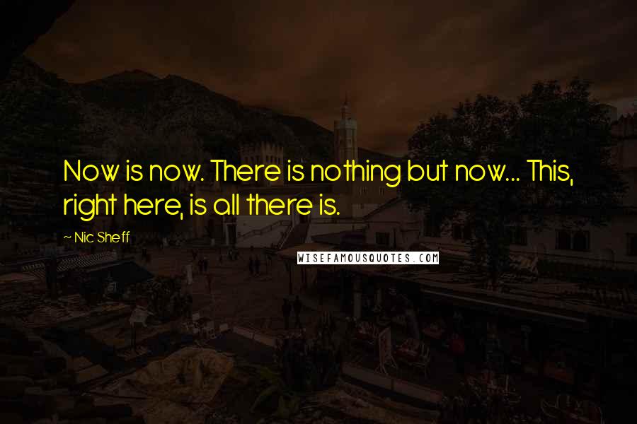 Nic Sheff quotes: Now is now. There is nothing but now... This, right here, is all there is.