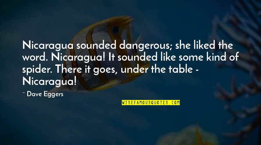Nicaragua's Quotes By Dave Eggers: Nicaragua sounded dangerous; she liked the word. Nicaragua! Nicaragua's Quotes By Dave Eggers: Nicaragua sounded dangerous; she liked the word. Nicaragua!