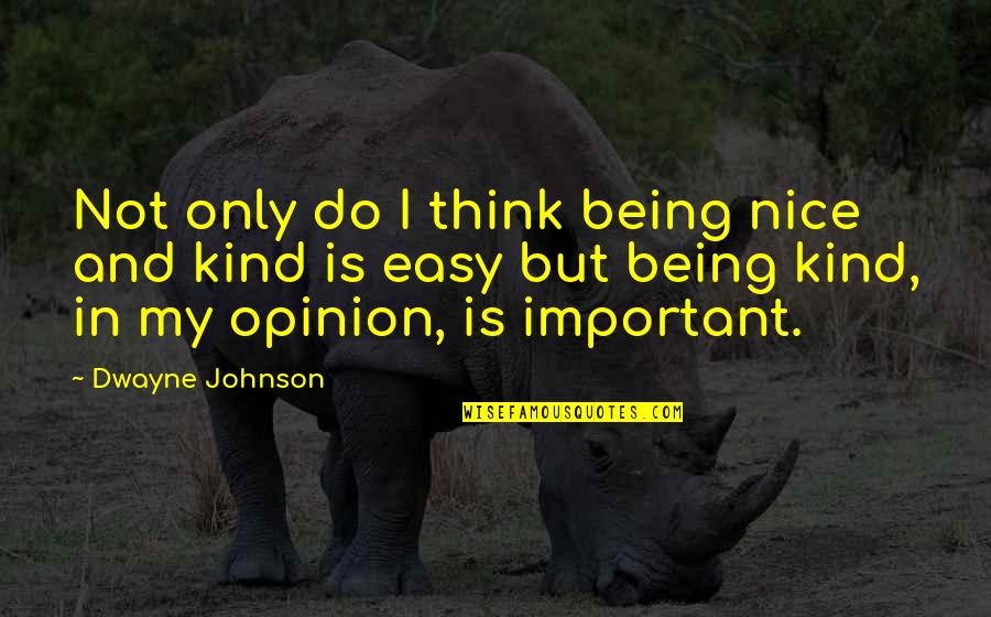 Nice And Easy Quotes By Dwayne Johnson: Not only do I think being nice and