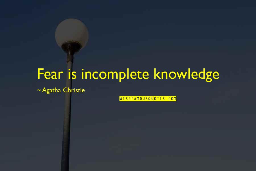 Nice And Short Love Quotes By Agatha Christie: Fear is incomplete knowledge