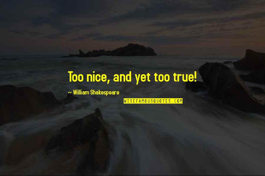 Nice And True Quotes By William Shakespeare: Too nice, and yet too true!