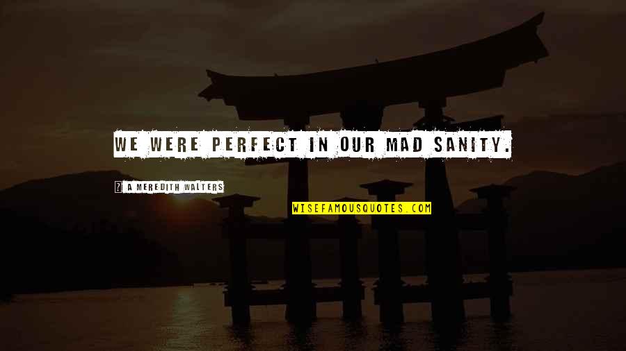 Nice Journey Quotes By A Meredith Walters: We were perfect in our mad sanity. Nice Journey Quotes By A Meredith Walters: We were perfect in our mad sanity.