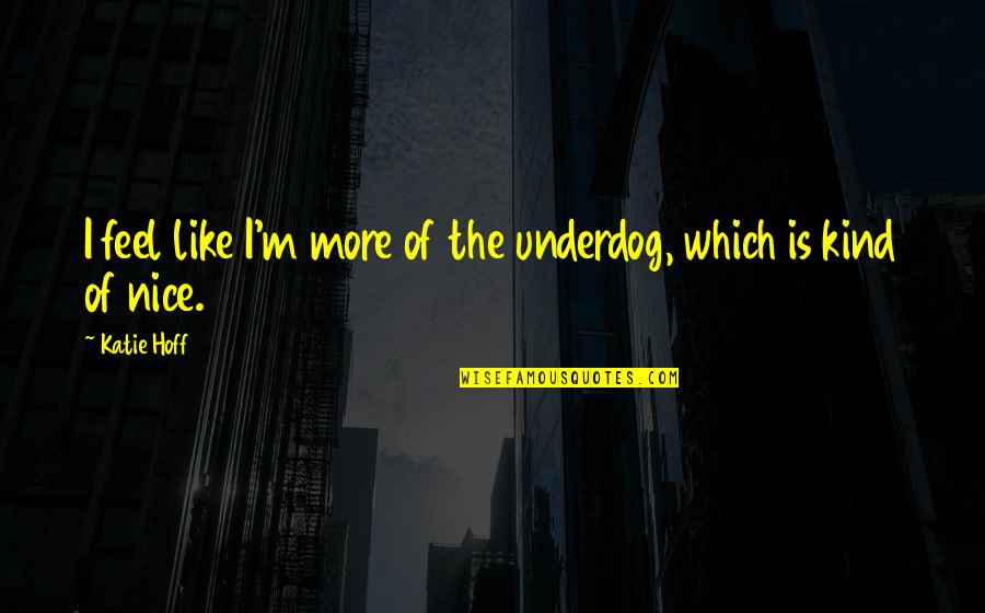 Nice Kind Quotes By Katie Hoff: I feel like I'm more of the underdog,