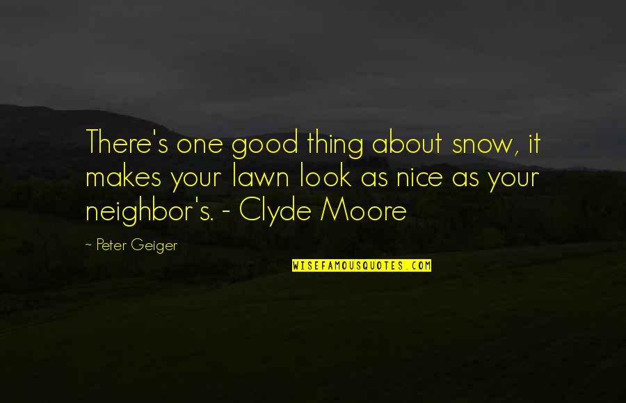 Nice Look Quotes By Peter Geiger: There's one good thing about snow, it makes