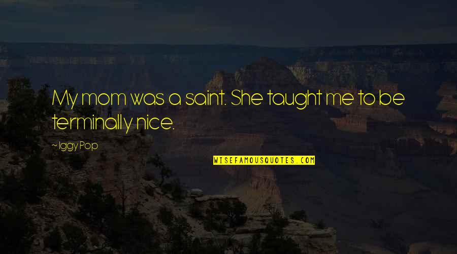 Nice Mom Quotes By Iggy Pop: My mom was a saint. She taught me
