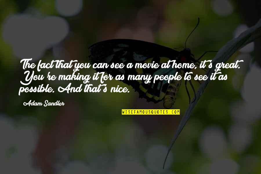 Nice People Quotes By Adam Sandler: The fact that you can see a movie