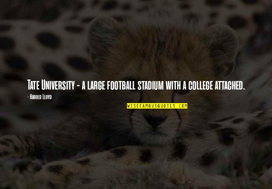 Nice Picture Caption Quotes By Harold Lloyd: Tate University - a large football stadium with