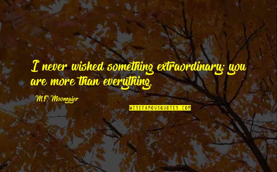 Nice Poems And Quotes By M.F. Moonzajer: I never wished something extraordinary; you are more