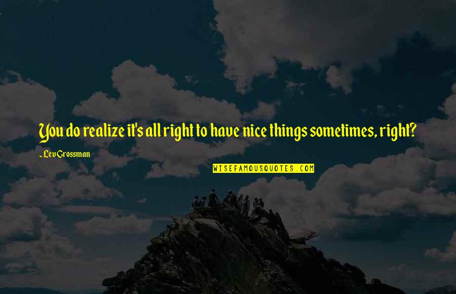 Nice Things In Life Quotes By Lev Grossman: You do realize it's all right to have