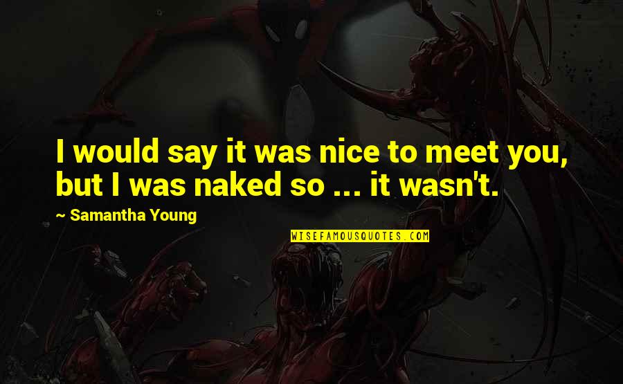 Nice To Meet U Quotes By Samantha Young: I would say it was nice to meet