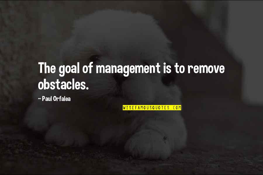 Nice Way To Display Quotes By Paul Orfalea: The goal of management is to remove obstacles.