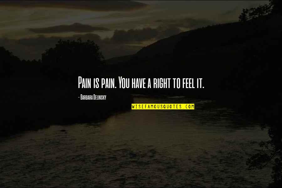 Niche Voyagers Quotes By Barbara Delinsky: Pain is pain. You have a right to Niche Voyagers Quotes By Barbara Delinsky: Pain is pain. You have a right to