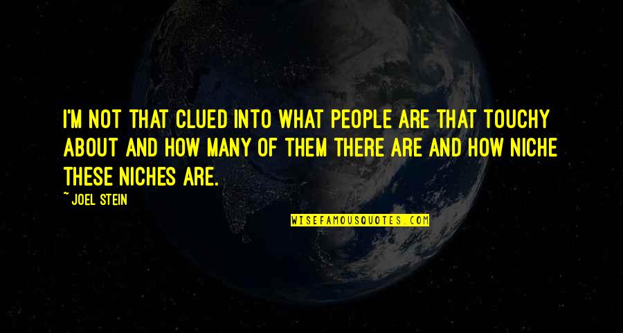 Niches Best Quotes By Joel Stein: I'm not that clued into what people are