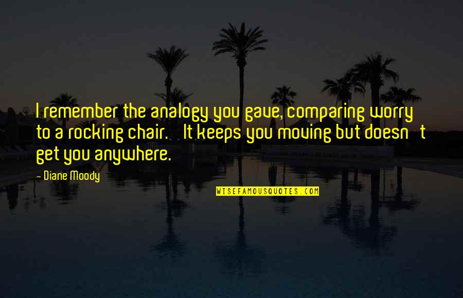 Nicholas County Wv Quotes By Diane Moody: I remember the analogy you gave, comparing worry