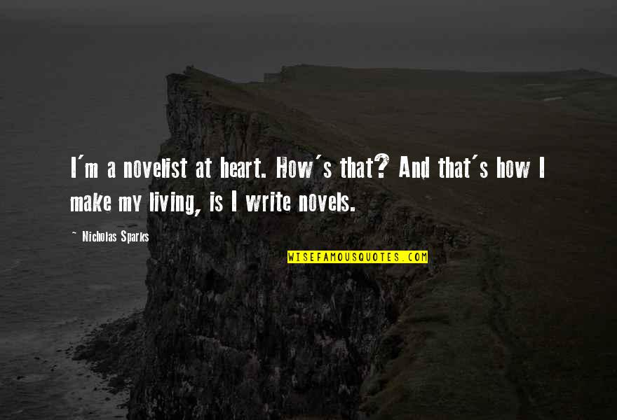 Nicholas Sparks Novels Quotes By Nicholas Sparks: I'm a novelist at heart. How's that? And