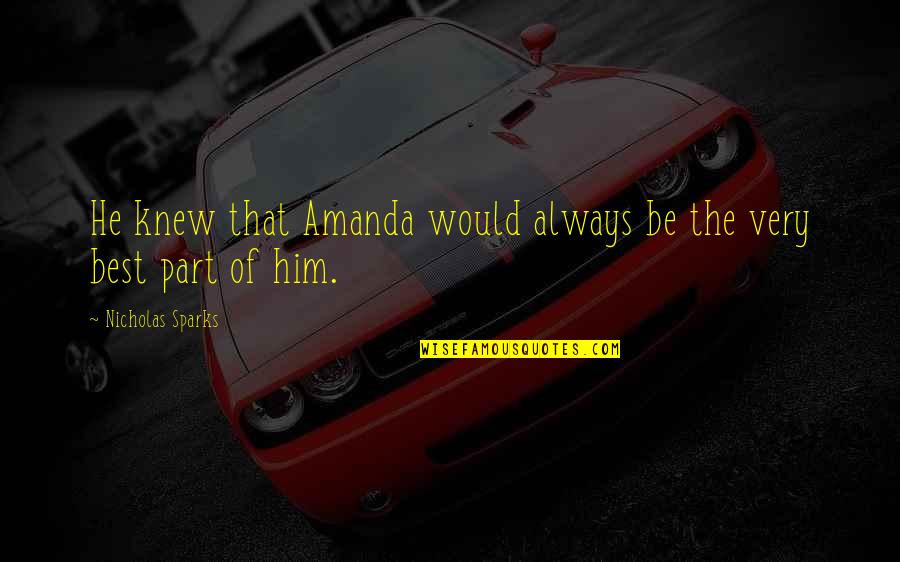 Nicholassparks Quotes By Nicholas Sparks: He knew that Amanda would always be the Nicholassparks Quotes By Nicholas Sparks: He knew that Amanda would always be the