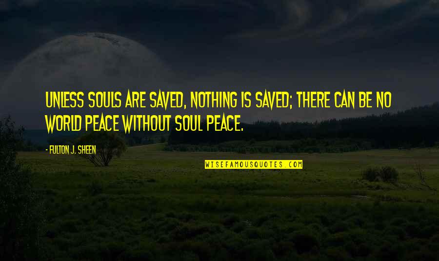 Nick Cave 20000 Days Quotes By Fulton J. Sheen: Unless souls are saved, nothing is saved; there