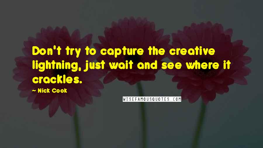 Nick Cook quotes: Don't try to capture the creative lightning, just wait and see where it crackles.