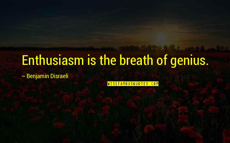 Nick Frederickson Quotes By Benjamin Disraeli: Enthusiasm is the breath of genius.