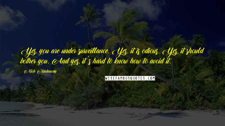 Nick Harkaway quotes: Yes, you are under surveillance. Yes, it is odious. Yes, it should bother you. And yes, it's hard to know how to avoid it.