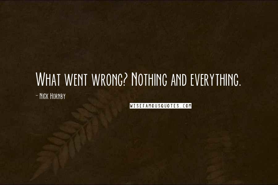 Nick Hornby quotes: What went wrong? Nothing and everything.