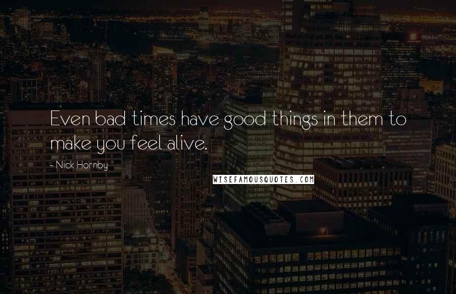 Nick Hornby quotes: Even bad times have good things in them to make you feel alive.