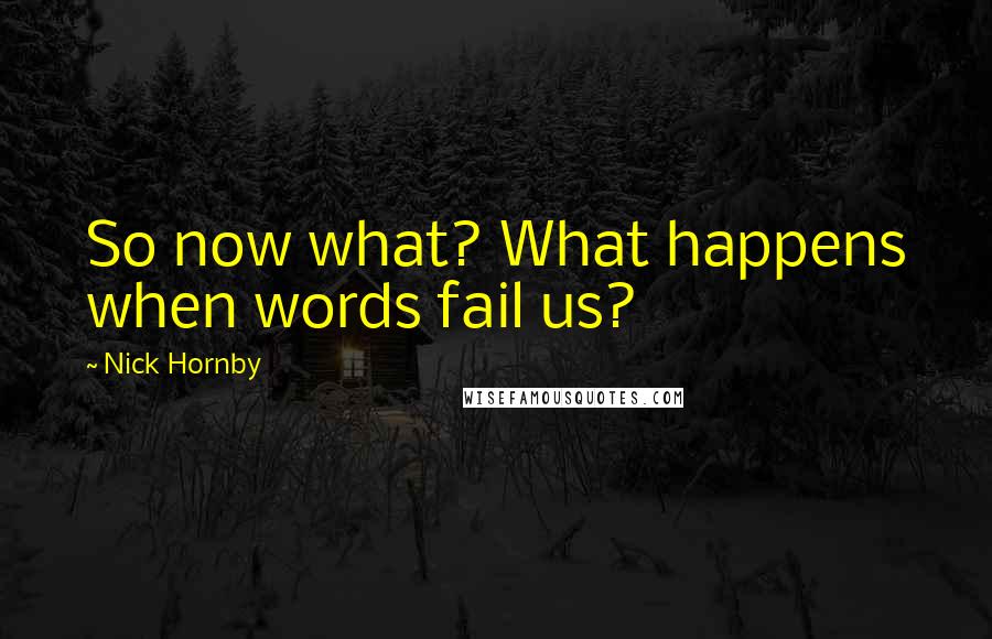 Nick Hornby quotes: So now what? What happens when words fail us?