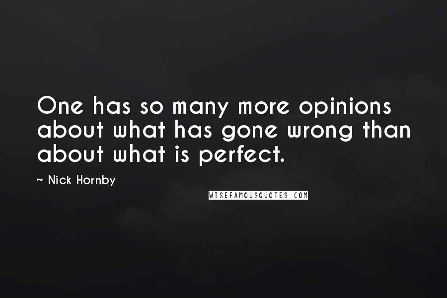 Nick Hornby quotes: One has so many more opinions about what has gone wrong than about what is perfect.