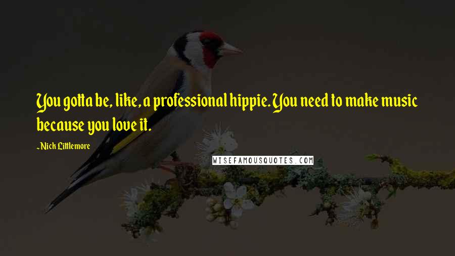 Nick Littlemore quotes: You gotta be, like, a professional hippie. You need to make music because you love it.