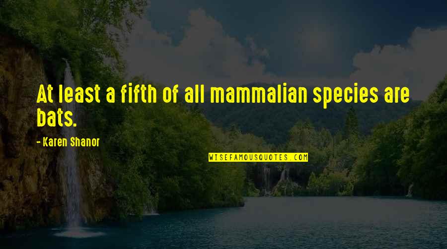 Nicky Flippers Quotes By Karen Shanor: At least a fifth of all mammalian species Nicky Flippers Quotes By Karen Shanor: At least a fifth of all mammalian species