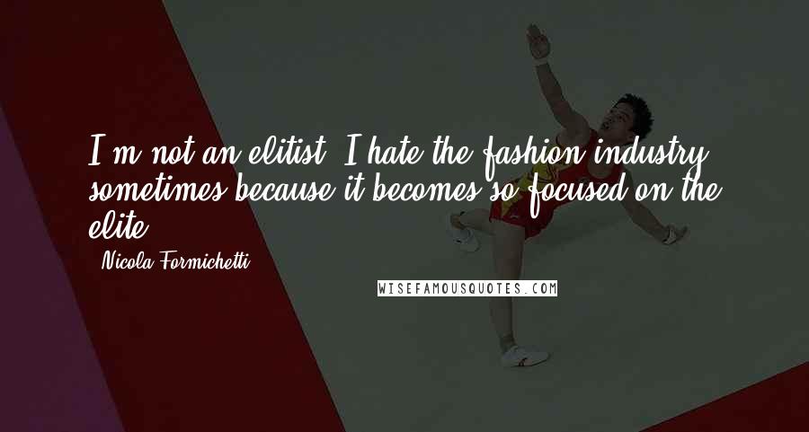 Nicola Formichetti quotes: I'm not an elitist. I hate the fashion industry sometimes because it becomes so focused on the elite.