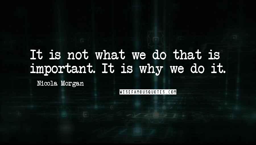Nicola Morgan quotes: It is not what we do that is important. It is why we do it.