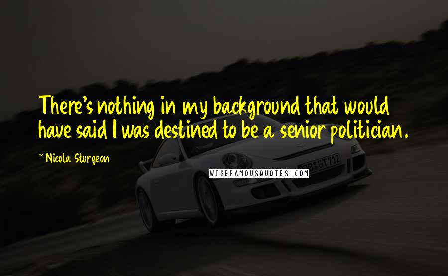 Nicola Sturgeon quotes: There's nothing in my background that would have said I was destined to be a senior politician.