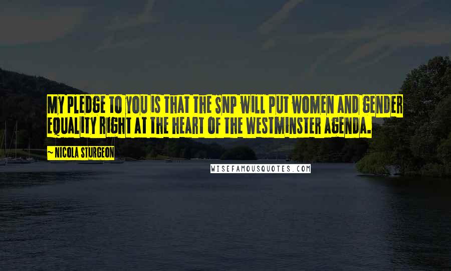 Nicola Sturgeon quotes: My pledge to you is that the SNP will put women and gender equality right at the heart of the Westminster agenda.