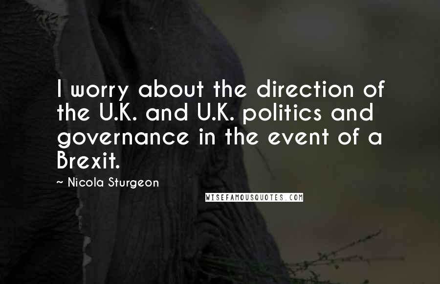 Nicola Sturgeon quotes: I worry about the direction of the U.K. and U.K. politics and governance in the event of a Brexit.