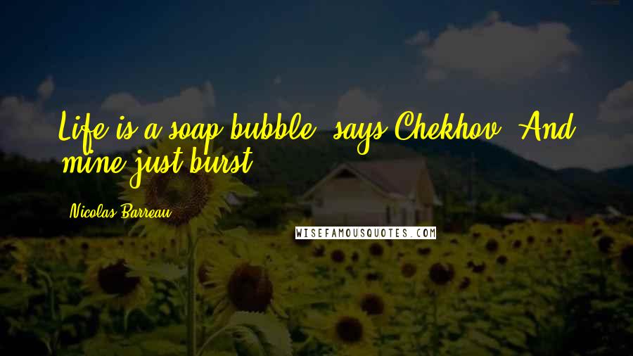 Nicolas Barreau quotes: Life is a soap bubble, says Chekhov. And mine just burst.