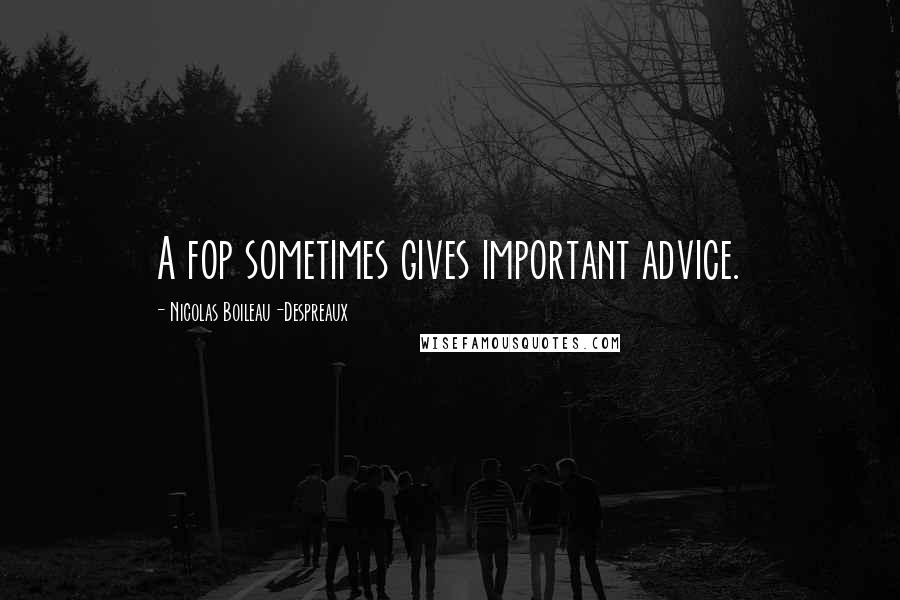 Nicolas Boileau-Despreaux quotes: A fop sometimes gives important advice.